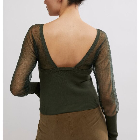 NWT! FREE PEOPLE Night After Night Long Sleeve / Emerald - Picture 2 of 5